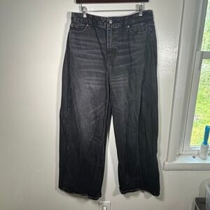 KBB by Kahlana Jeans Women Sz 8 Black Wide Leg High Rise Denim